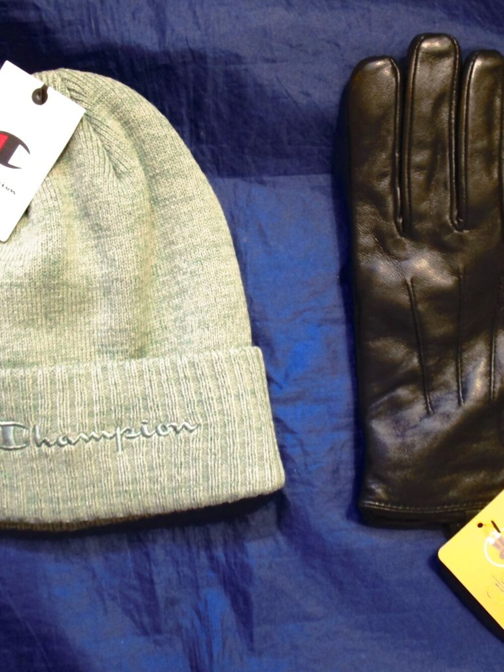 MEN'S BLACK SHEEPSKIN GLOVES-GLOVELY-& Champion Beanie-NEW-GLOVE-FOR TOUCHSCREEN